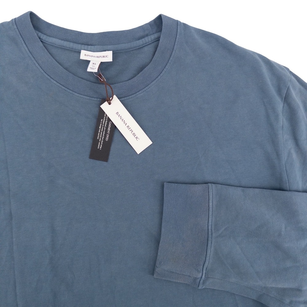 NEW Banana Republic Mens XL Tall Shirt Blue Sun Faded Heavyweight Crewneck NWT